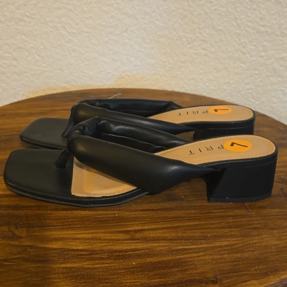 Esprit| Womens Black Square Toe Slip On Heel  Slides Careerwear Thongs Sz.8.5 - Picture 5 of 11
